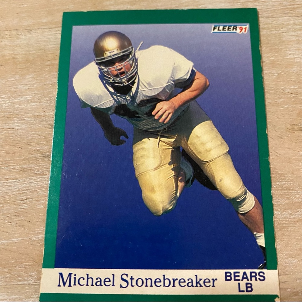 Michael Stonebreaker Chicago Bears Card Fleer 91